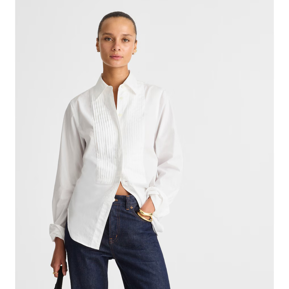 Madewell Cutaway Tuxedo Shirt in Poplin Womens XL White